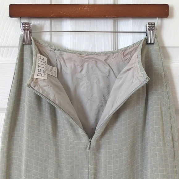 Petite Sophisticate 90's Vintage Funky Silk High Waisted Straight Midi Skirt 2 - Picture 10 of 12